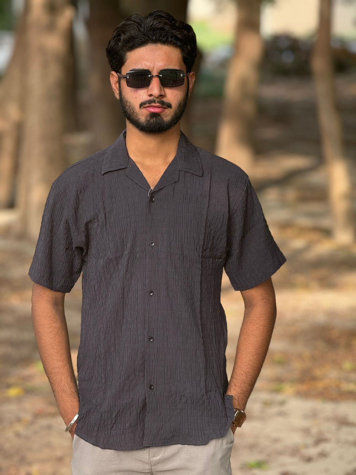 CUBAN COLLAR SHIRT (BLACK)
