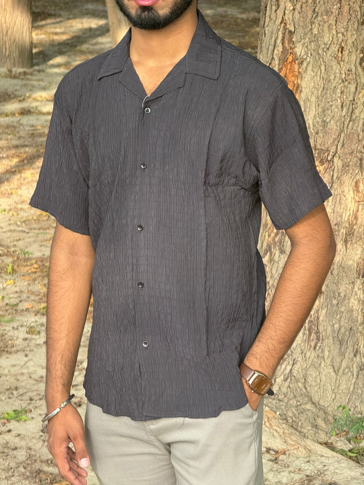CUBAN COLLAR SHIRT (BLACK)