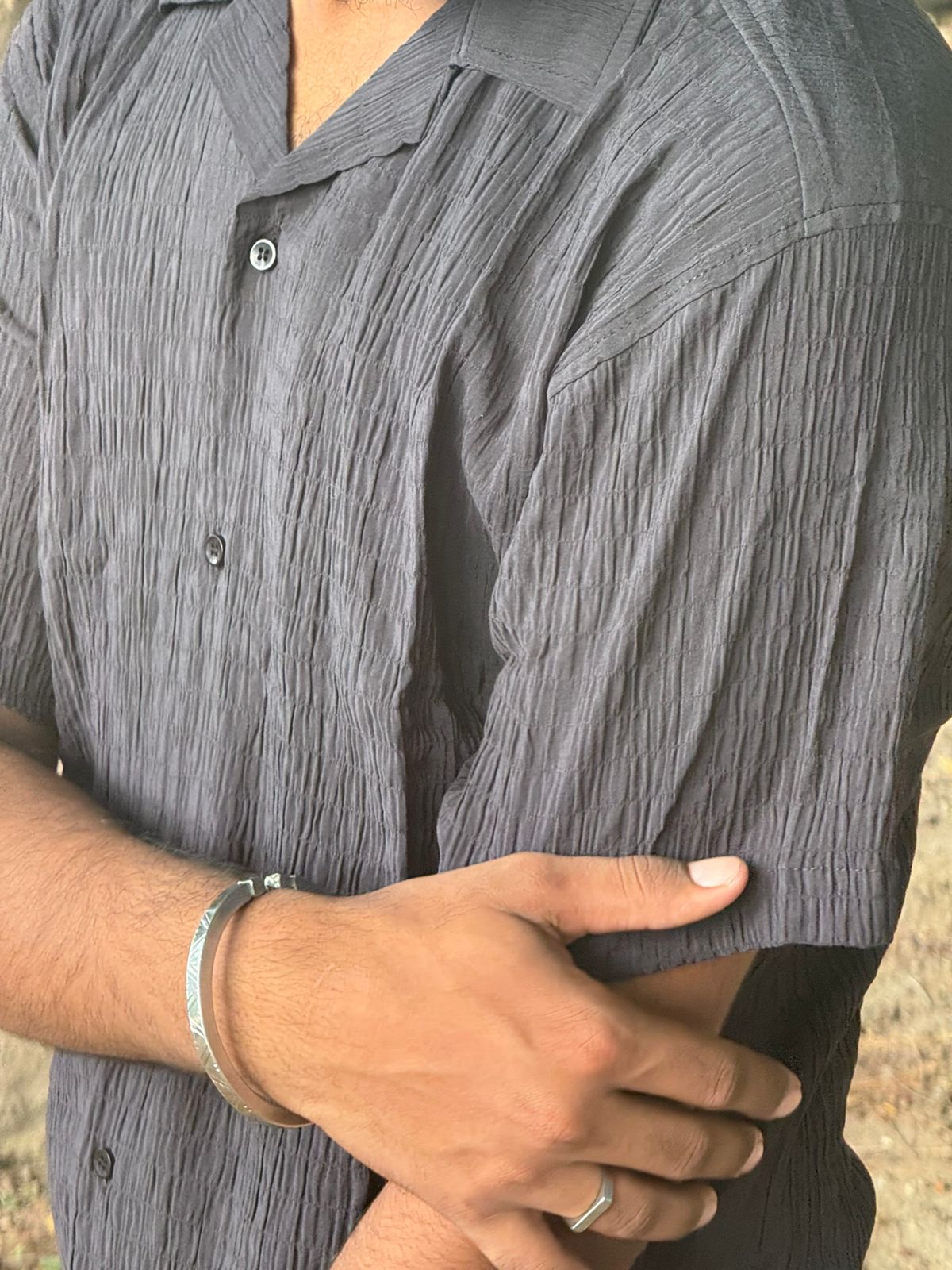 CUBAN COLLAR SHIRT (BLACK)