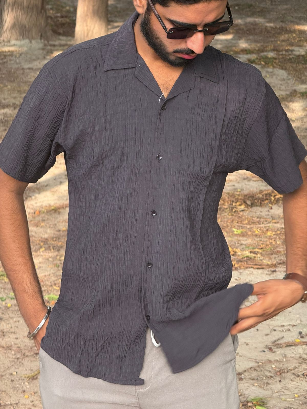 CUBAN COLLAR SHIRT (BLACK)