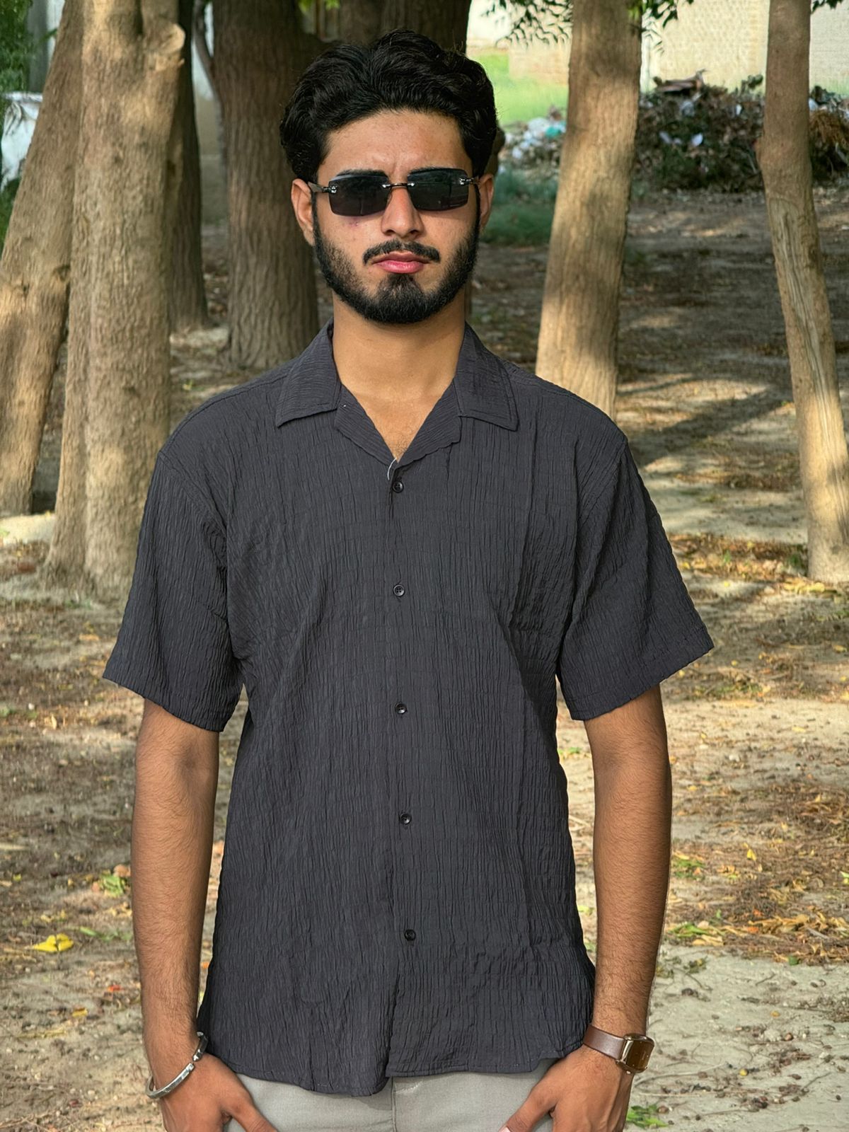 CUBAN COLLAR SHIRT (BLACK)